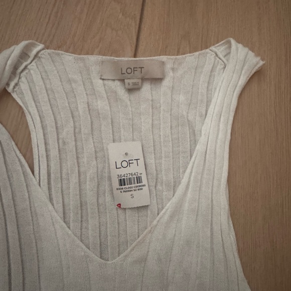 LOFT Cream Ribbed Tank Top - Picture 2 of 2